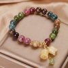 Pulsera de Flores de Turmalina Natural Natural Tourmaline Flower Bead Bracelet