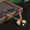 Pulsera de Flores de Turmalina Natural Natural Tourmaline Flower Bead Bracelet
