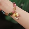 Pulsera de Flores de Turmalina Natural Natural Tourmaline Flower Bead Bracelet