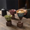 Cangkir Kopi Keramik Retro 200ml dengan Dasar Retro Ceramic 200ml Coffee Mug with Base