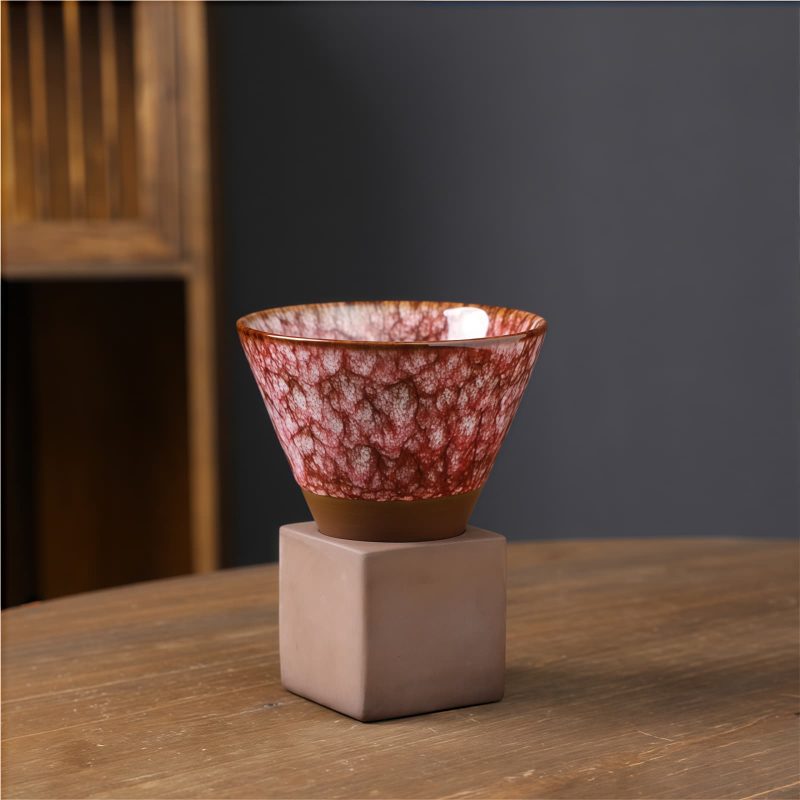 Cangkir Kopi Keramik Retro 200ml dengan Dasar Retro Ceramic 200ml Coffee Mug with Base