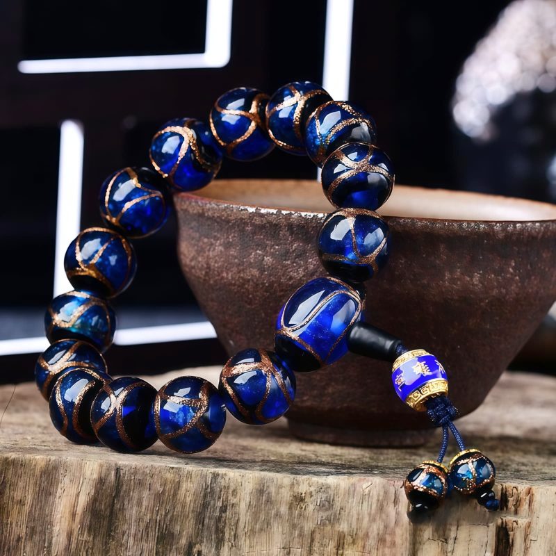 Pulseira de Ágata Tibetana de Veios de Dragão para Cura Tibetan Dragon Vein Agate Healing Bracelet