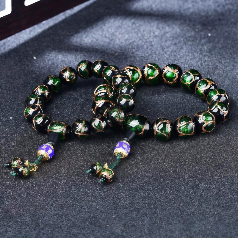 Pulseira de Ágata Tibetana de Veios de Dragão para Cura Tibetan Dragon Vein Agate Healing Bracelet