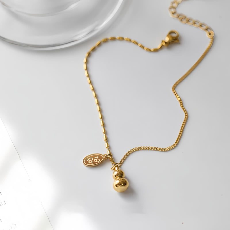 Tobillera de la Fortuna con Calabaza de Oro de 18K 18K Gold Lucky Gourd Wealth Anklet
