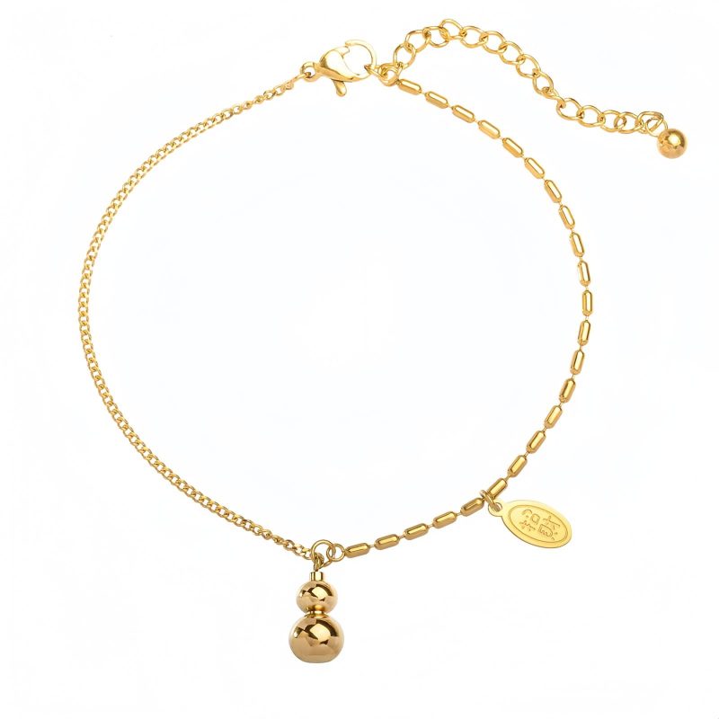 Tobillera de la Fortuna con Calabaza de Oro de 18K 18K Gold Lucky Gourd Wealth Anklet