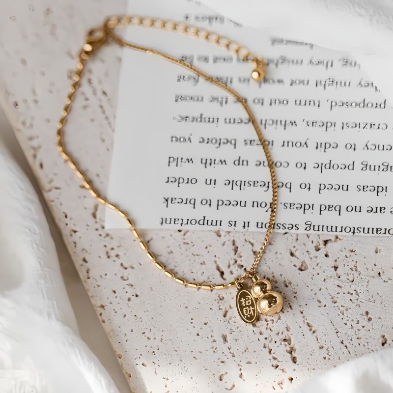 Tobillera de la Fortuna con Calabaza de Oro de 18K 18K Gold Lucky Gourd Wealth Anklet