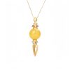 Collar con dije Dorje Vajra bañado en oro de 24 quilates y ámbar para la ansiedad 24K Gold Plated Amber Dorje Vajra Necklace Pendant for Anxiety