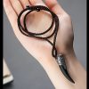 Collar con Diente de Lobo de Obsidiana Negra en Plata 925 925 Silver Black Obsidian Wolf Tooth Necklace