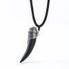 Collar con Diente de Lobo de Obsidiana Negra en Plata 925 925 Silver Black Obsidian Wolf Tooth Necklace