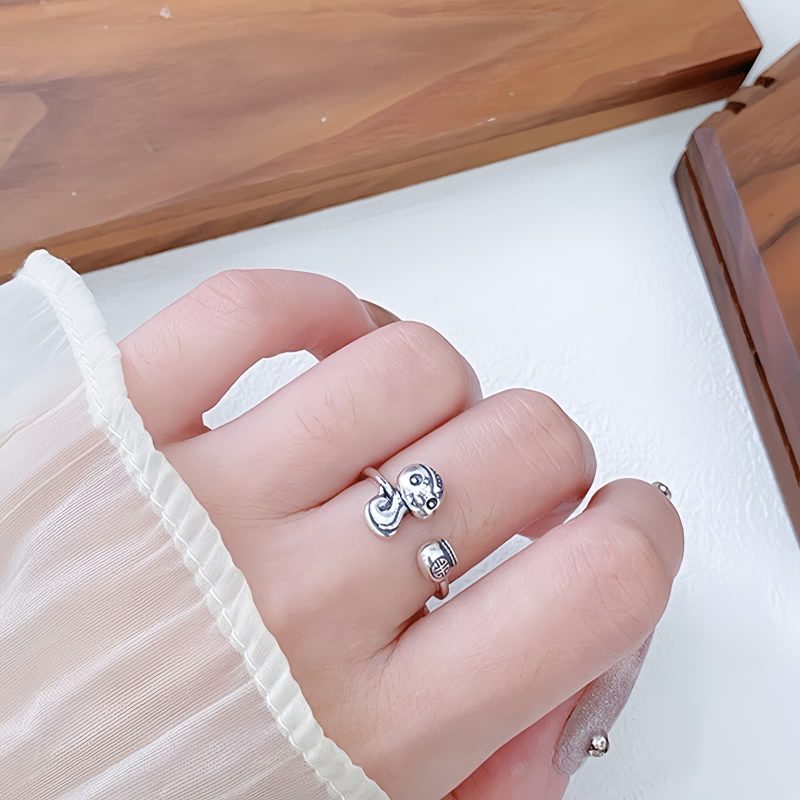 Anillo Ajustable de Serpiente del Zodiaco Chino en Plata 925 925 Silver Chinese Zodiac Snake Adjustable Ring