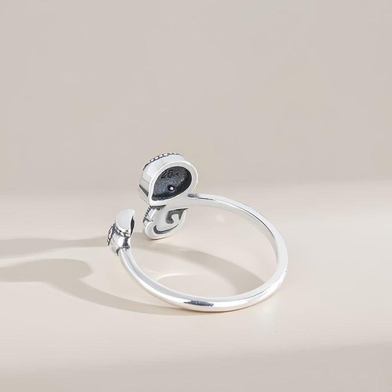 Anillo Ajustable de Serpiente del Zodiaco Chino en Plata 925 925 Silver Chinese Zodiac Snake Adjustable Ring