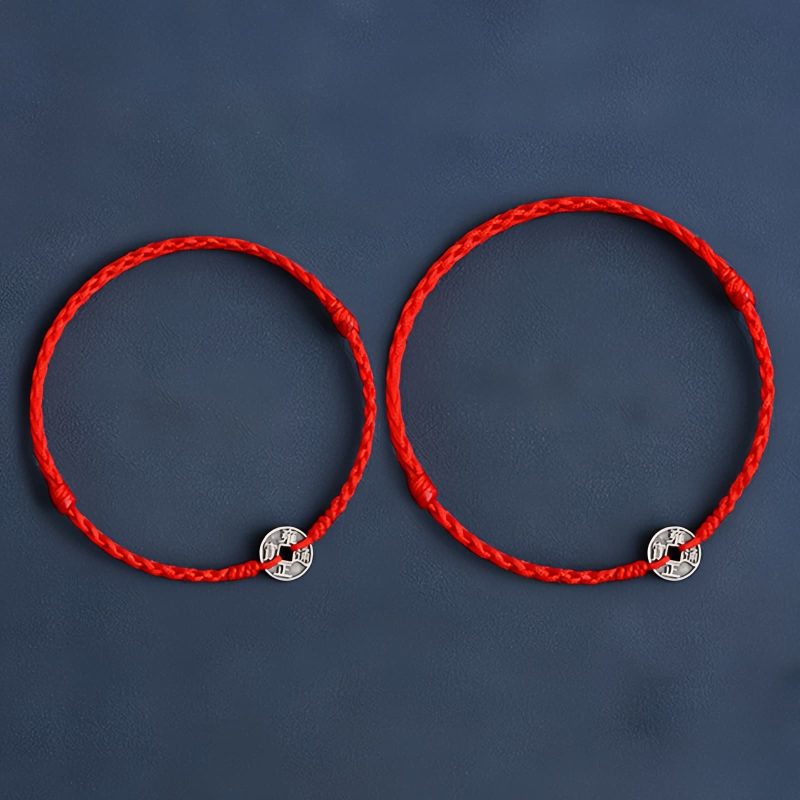 سوار يد من الفضة عيار 925 مزينًا بخمس عملات إمبراطورية للحماية 925 Silver Five Emperor Coins Protection Bracelet