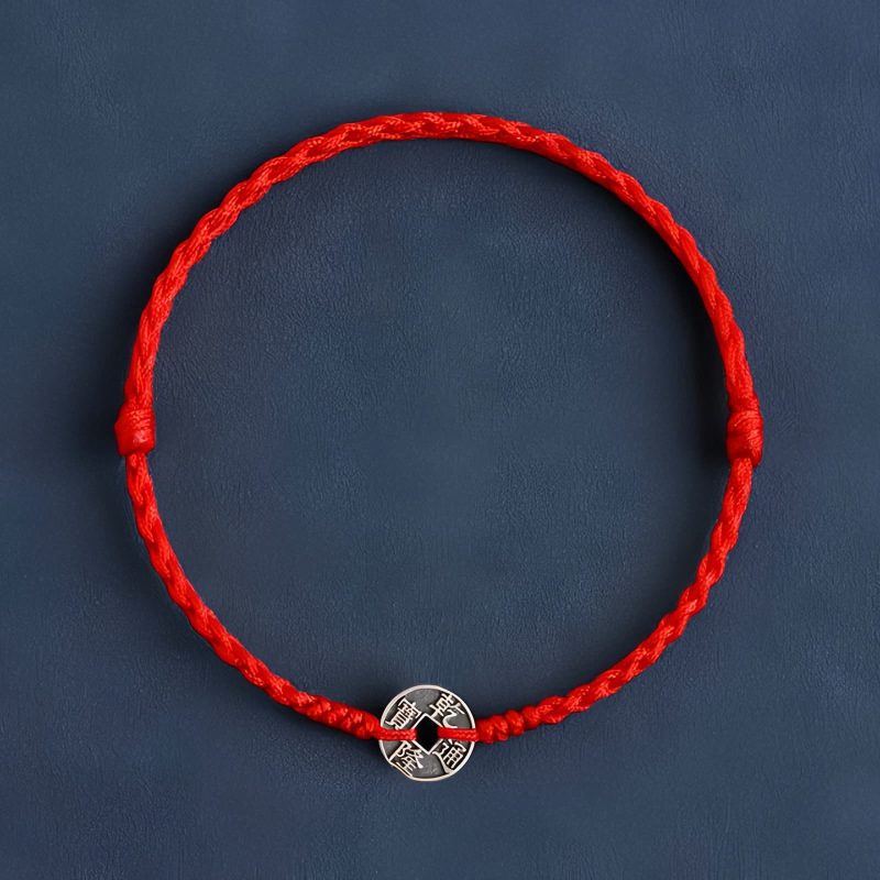 سوار يد من الفضة عيار 925 مزينًا بخمس عملات إمبراطورية للحماية 925 Silver Five Emperor Coins Protection Bracelet