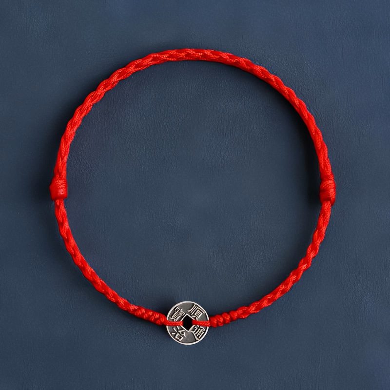 سوار يد من الفضة عيار 925 مزينًا بخمس عملات إمبراطورية للحماية 925 Silver Five Emperor Coins Protection Bracelet