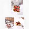 قلادة الحماية من الفضة الإسترليني 925 مع حجر الجارنيت على شكل برسيم بأربع أوراق 925 Silver Garnet Four-leaf Clover Protection Necklace