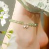 Tobillera de Jade Hetian Natural y Plata 925 para la Prosperidad 925 Silver Natural Hetian Jade Prosperity Anklet