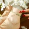 Tobillera de Jade Hetian Natural y Plata 925 para la Prosperidad 925 Silver Natural Hetian Jade Prosperity Anklet