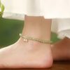 Tobillera de Jade Hetian Natural y Plata 925 para la Prosperidad 925 Silver Natural Hetian Jade Prosperity Anklet