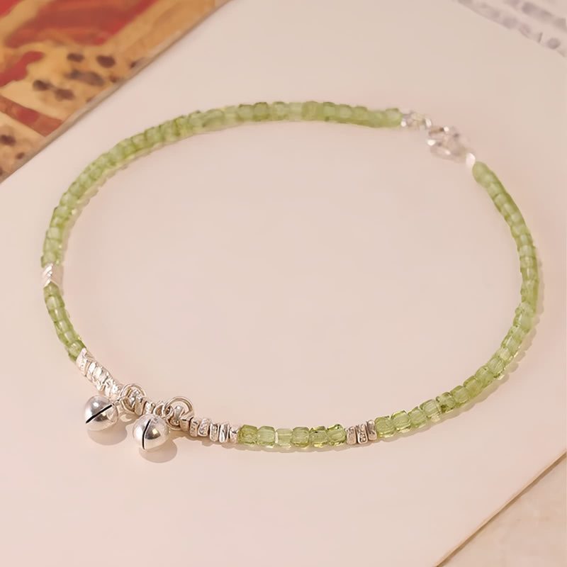 أسورة سلام من الفضة الإسترليني عيار 925 مع حجر البيريدوت 925 Silver Peridot Peace Anklet