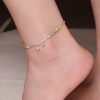 أسورة سلام من الفضة الإسترليني عيار 925 مع حجر البيريدوت 925 Silver Peridot Peace Anklet