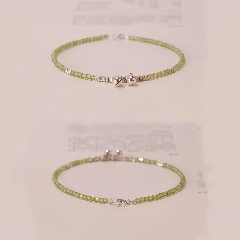 أسورة سلام من الفضة الإسترليني عيار 925 مع حجر البيريدوت 925 Silver Peridot Peace Anklet