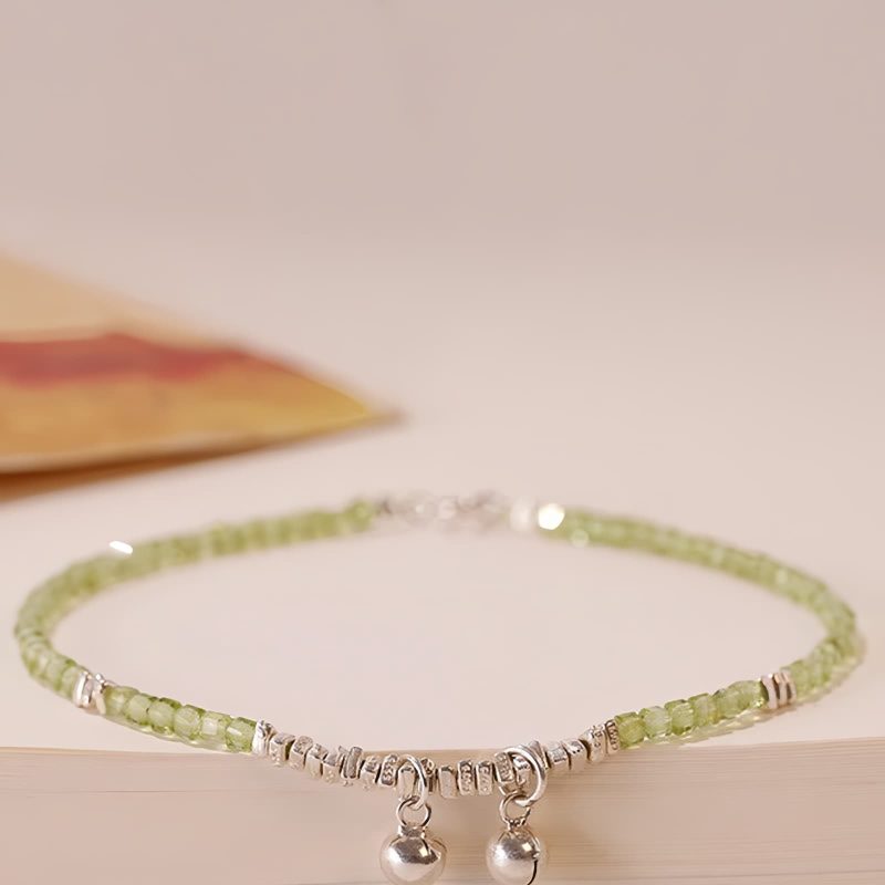 أسورة سلام من الفضة الإسترليني عيار 925 مع حجر البيريدوت 925 Silver Peridot Peace Anklet