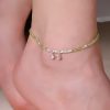 أسورة سلام من الفضة الإسترليني عيار 925 مع حجر البيريدوت 925 Silver Peridot Peace Anklet