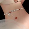 Tobillera de Plata 925 con Ágata Roja para la Paz 925 Silver Red Agate Peace Anklet