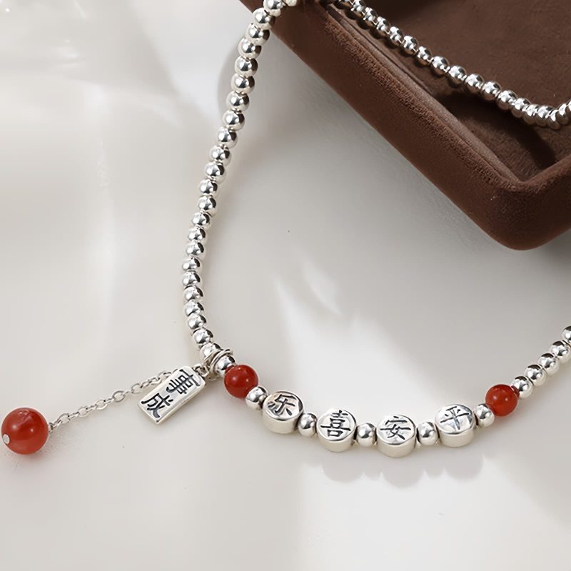 Tobillera de Plata 925 con Ágata Roja para la Paz 925 Silver Red Agate Peace Anklet