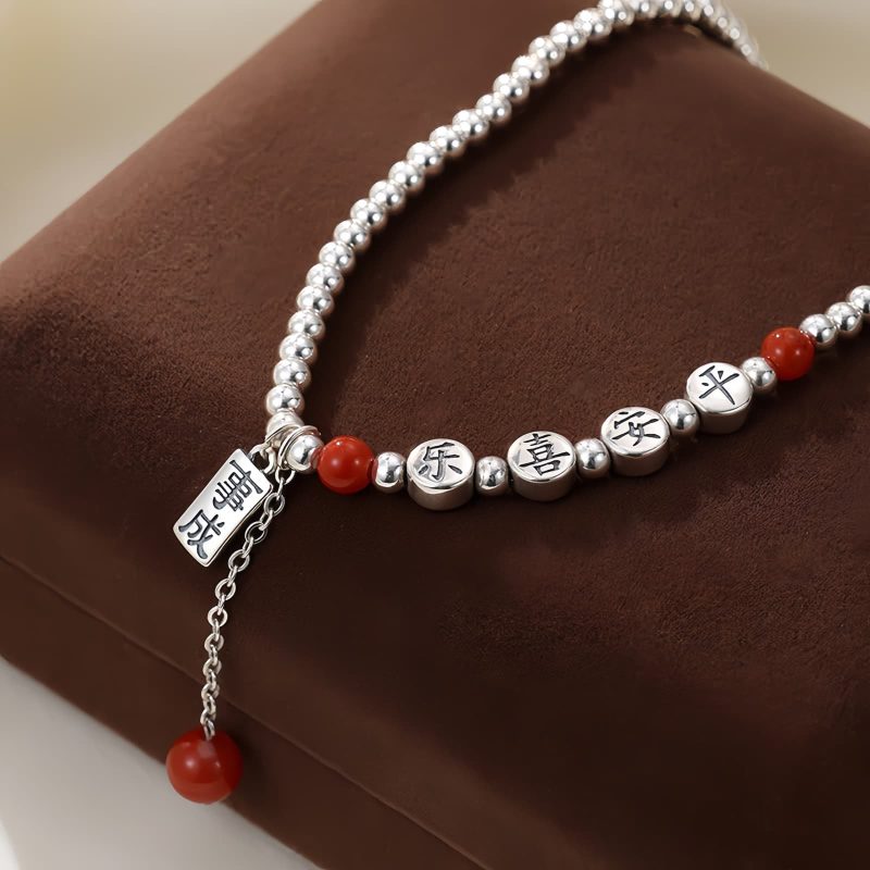 Tobillera de Plata 925 con Ágata Roja para la Paz 925 Silver Red Agate Peace Anklet