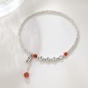 Tobillera de Plata 925 con Ágata Roja para la Paz 925 Silver Red Agate Peace Anklet