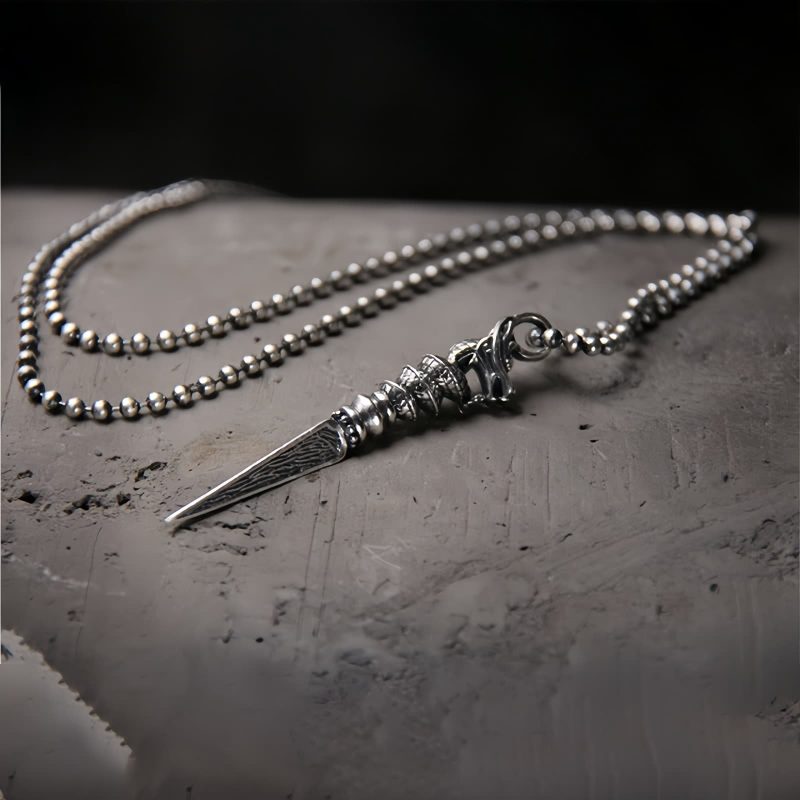 قلادة تعليقة من الفضة عيار 925 على شكل فاجرا دورجي لسنة التنين 925 Silver Year of the Dragon Dorje Vajra Necklace Pendant