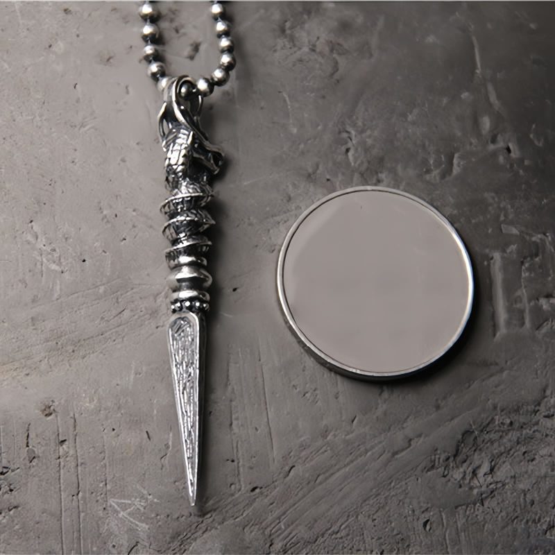 قلادة تعليقة من الفضة عيار 925 على شكل فاجرا دورجي لسنة التنين 925 Silver Year of the Dragon Dorje Vajra Necklace Pendant
