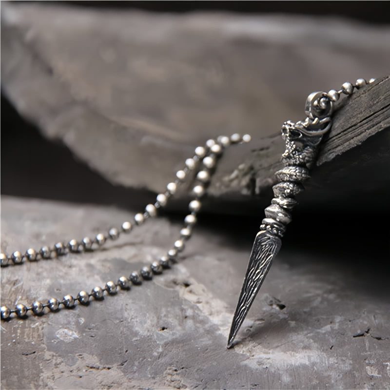قلادة تعليقة من الفضة عيار 925 على شكل فاجرا دورجي لسنة التنين 925 Silver Year of the Dragon Dorje Vajra Necklace Pendant