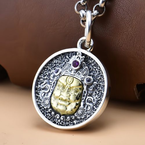 Collar con dije de plata 925 Zakiram, Diosa de la Riqueza Dorje Vajra Collar con dije de plata 925 Zakiram, Diosa de la Riqueza Dorje Vajra