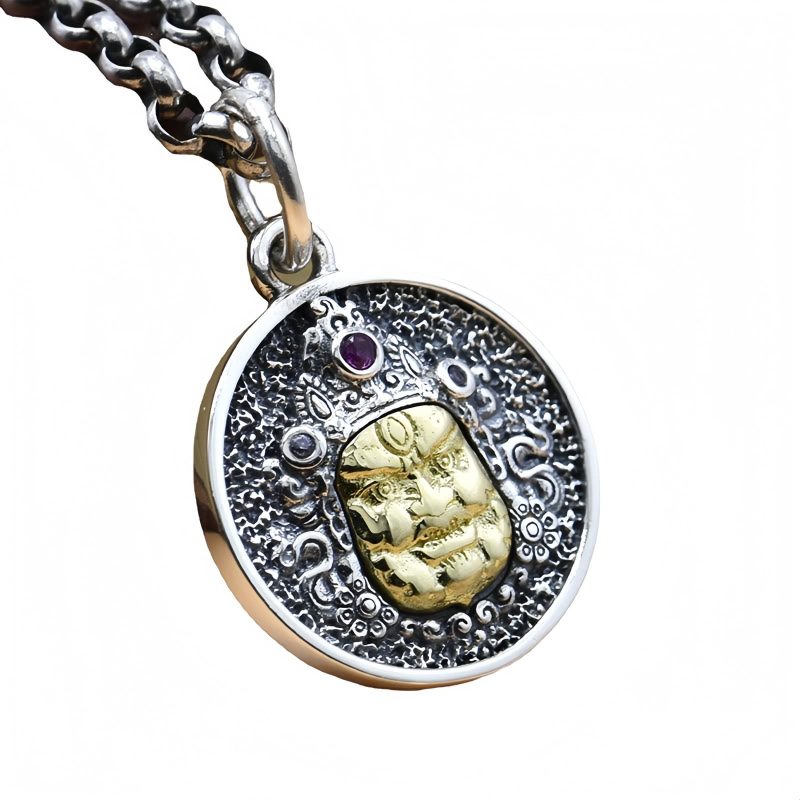 Collar con dije de plata 925 Zakiram, Diosa de la Riqueza Dorje Vajra 925 Silver Zakiram Goddess of Wealth Dorje Vajra Necklace Pendant