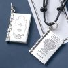 قلادة لوتس السلام من الفضة عيار 990 مع نقش سورة القلب 990 Silver Heart Sutra Lotus Peace Necklace