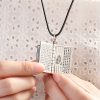 قلادة لوتس السلام من الفضة عيار 990 مع نقش سورة القلب 990 Silver Heart Sutra Lotus Peace Necklace