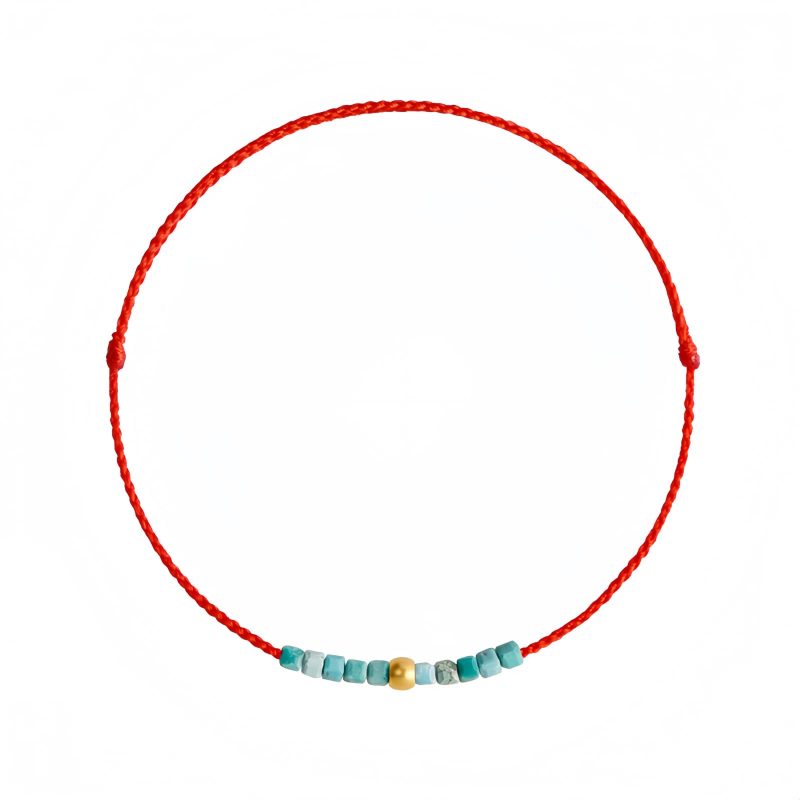 سوار يد من الذهب عيار 999 مع الفيروز للحماية 999 Gold Turquoise Protection Bracelet