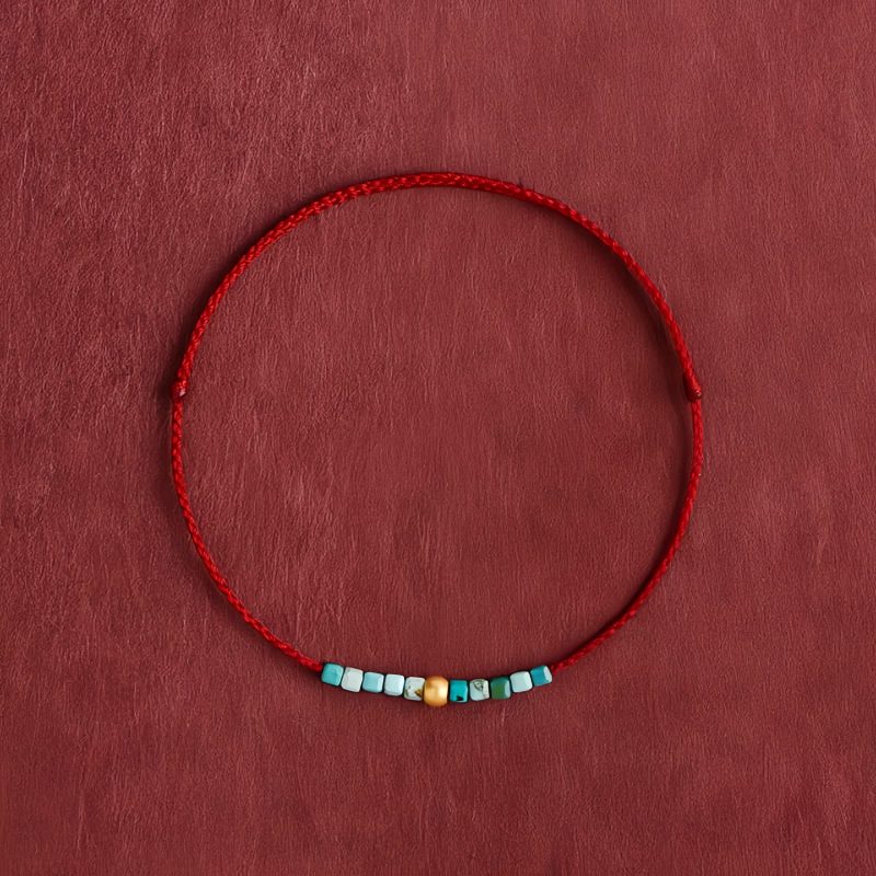 سوار يد من الذهب عيار 999 مع الفيروز للحماية 999 Gold Turquoise Protection Bracelet