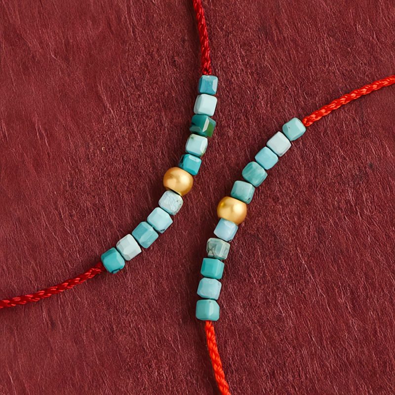 سوار يد من الذهب عيار 999 مع الفيروز للحماية 999 Gold Turquoise Protection Bracelet