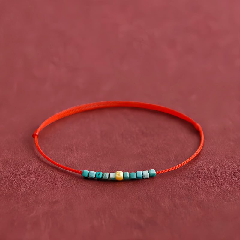 سوار يد من الذهب عيار 999 مع الفيروز للحماية 999 Gold Turquoise Protection Bracelet