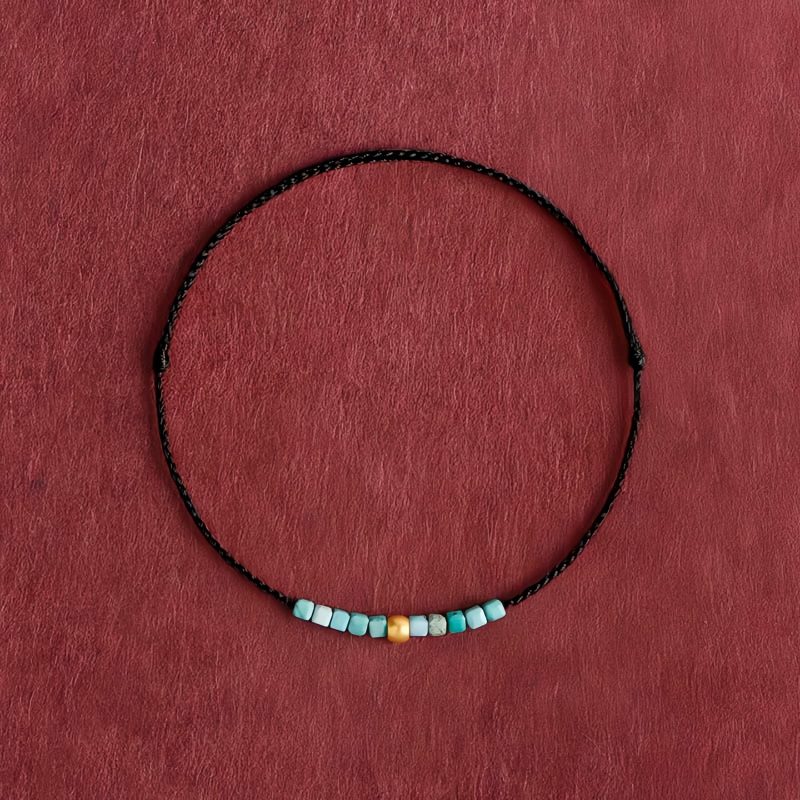سوار يد من الذهب عيار 999 مع الفيروز للحماية 999 Gold Turquoise Protection Bracelet