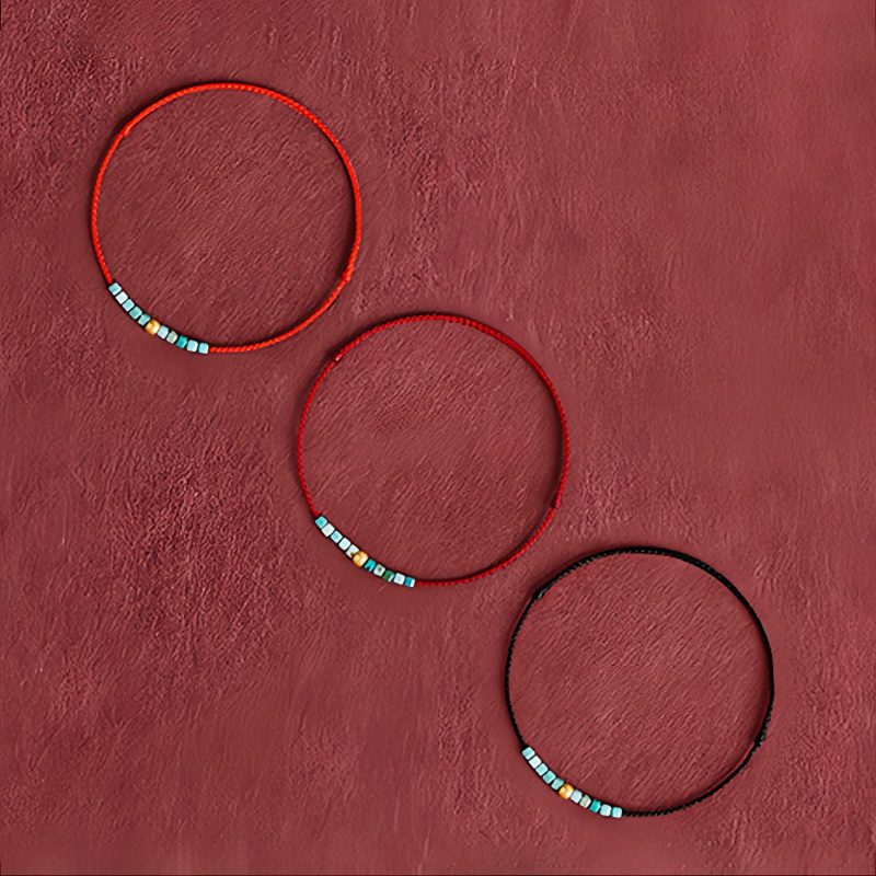 سوار يد من الذهب عيار 999 مع الفيروز للحماية 999 Gold Turquoise Protection Bracelet