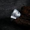 خاتم حماية قناع سانكسينغدوي من الفضة عيار 999 999 Silver Sanxingdui Mask Protection Ring