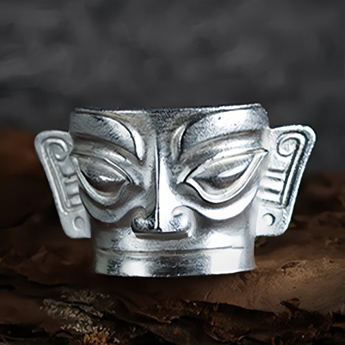 Anillo Protector con Máscara de Sanxingdui en Plata 999 Anillo Protector con Máscara de Sanxingdui en Plata 999