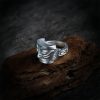 خاتم حماية قناع سانكسينغدوي من الفضة عيار 999 999 Silver Sanxingdui Mask Protection Ring