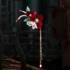 Pasador de Pelo con Flores Rojas Antiguas y Perlas Antiquity Red Flowers Pearl Hair Clip