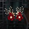 Pasador de Pelo con Flores Rojas Antiguas y Perlas Antiquity Red Flowers Pearl Hair Clip