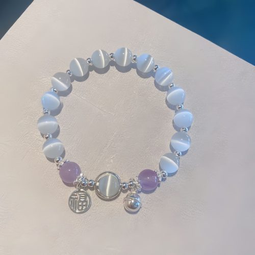 Pulsera de Soporte con Amatista Ojo de Gato y Caracter Fu Pulsera de Soporte con Amatista Ojo de Gato y Caracter Fu
